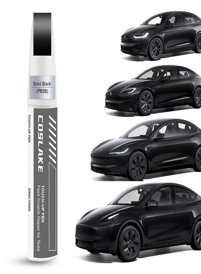 COSLAKE Car Touch Up Paint(Solid Black(PBSB)) for Tesla Model Y/3/S/X, 2 in 1 DIY Car Paint Scratch Repair Kit with Pen Tip & Brush, Scratch Remover Pen with Color-Matched for Tesla - Image 1